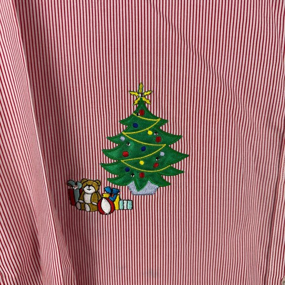 Vintage Hana Christmas-Themed Red & White Striped Womens Button-Up Shirt XL - Picture 4 of 8